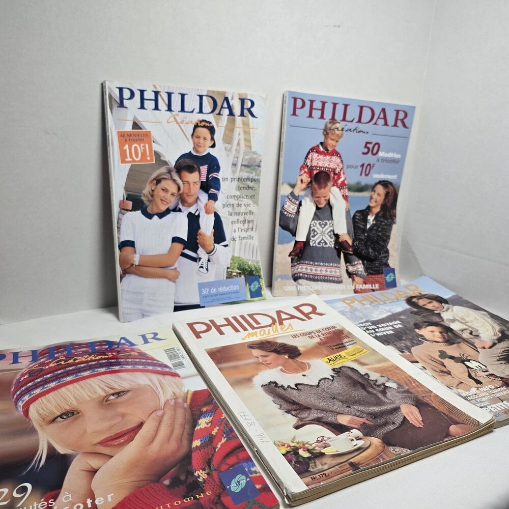 Phildar Creations Vintage Fashion French Knitting Patterns Magazine 1993-1998